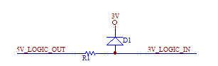 5V to 3V Level Translator, with diode clamp.