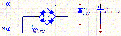 Full Bridge Resistive Transformerless AC to DC Power Supply